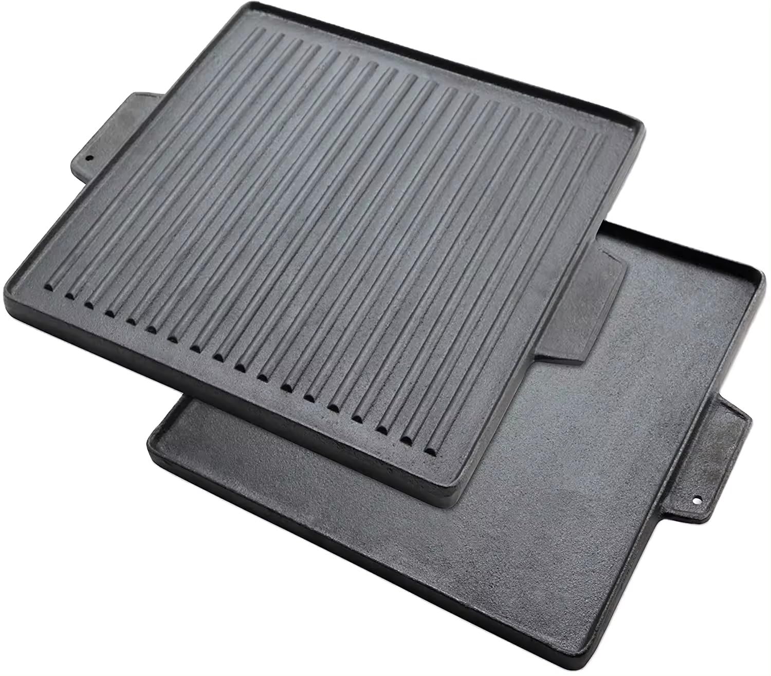 Cast Iron Griddle for BBQ Grill 37.5 x 37.5CM Heavy Duty Double-Sided Reversible Grill Griddle Combo stoves and All Standard-Size Stove Models, Grilling Steaks