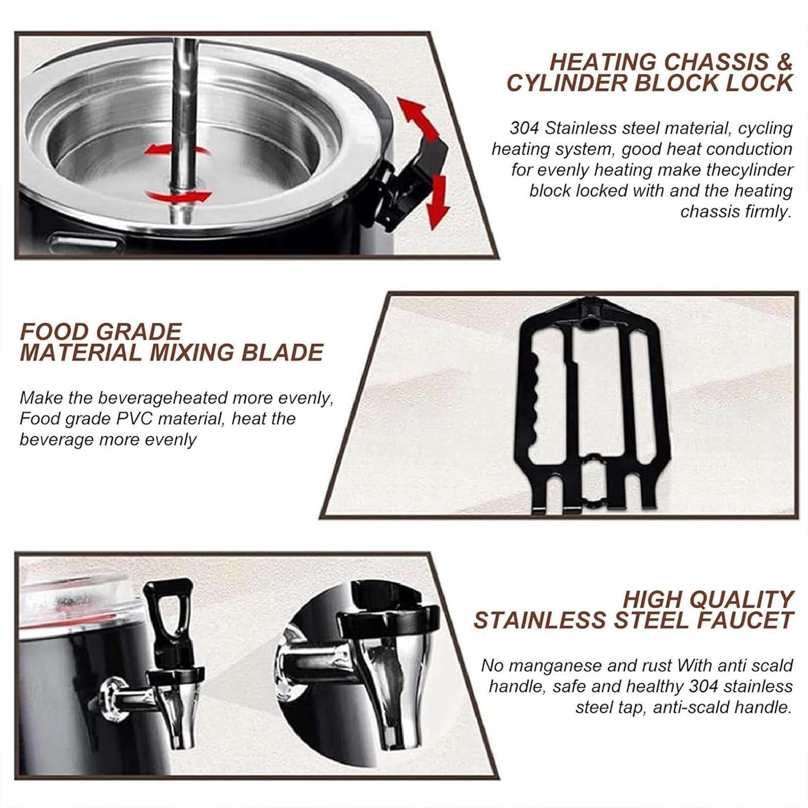 Machine À Chocolat Chaud Professionnelle 10L, Distributeur Électrique Avec Chauffage Et Agitation Continus, Fontaine À Chocolat Avec Cuve Antiadhésive Et Bac D'égouttage