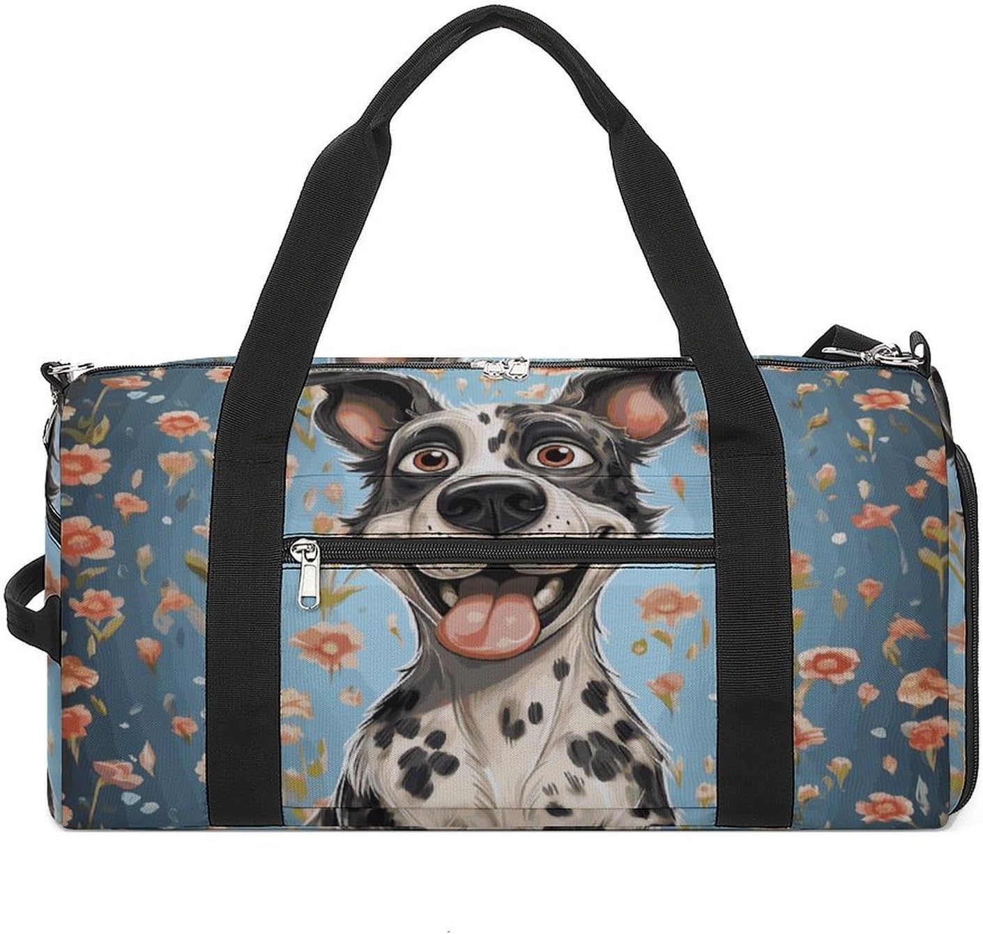 Fun Dogs Barrel Gym Bags for Men And Women, Duffle Bag for Travel Sports Bag Camping Weekend Carry on Overnight Duffel Bag with Shoulder Strap