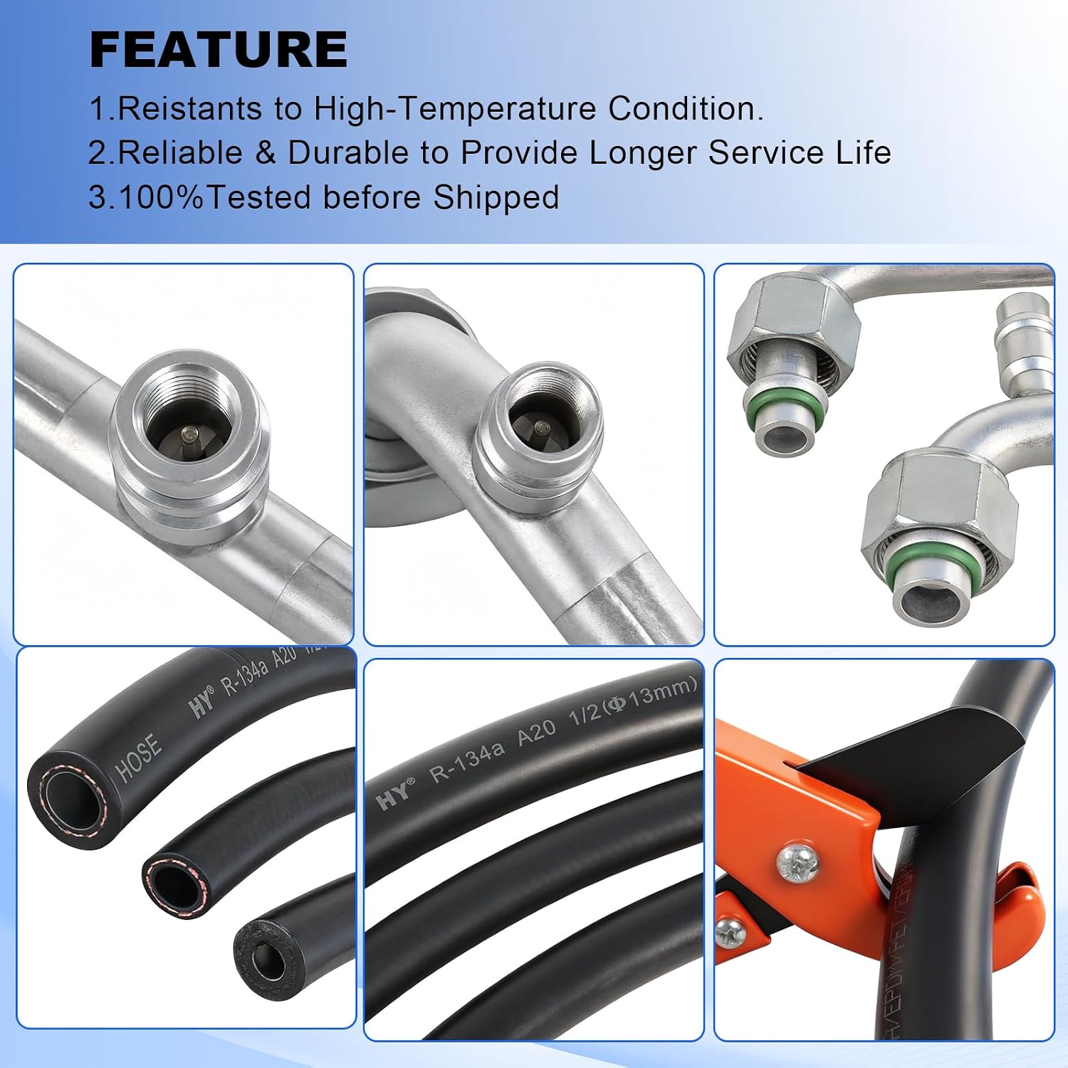 26PCS Universal 9.5ft A/C Air Conditioning Hose & Fitting Kit & Pipe Cutter
