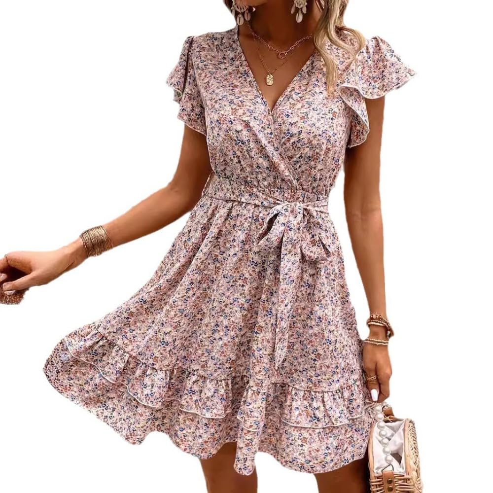 Hey Wing Sleeve Ruffle Chiffon Dress ワンピース JJ's House Dresses (303376) | JJ's House