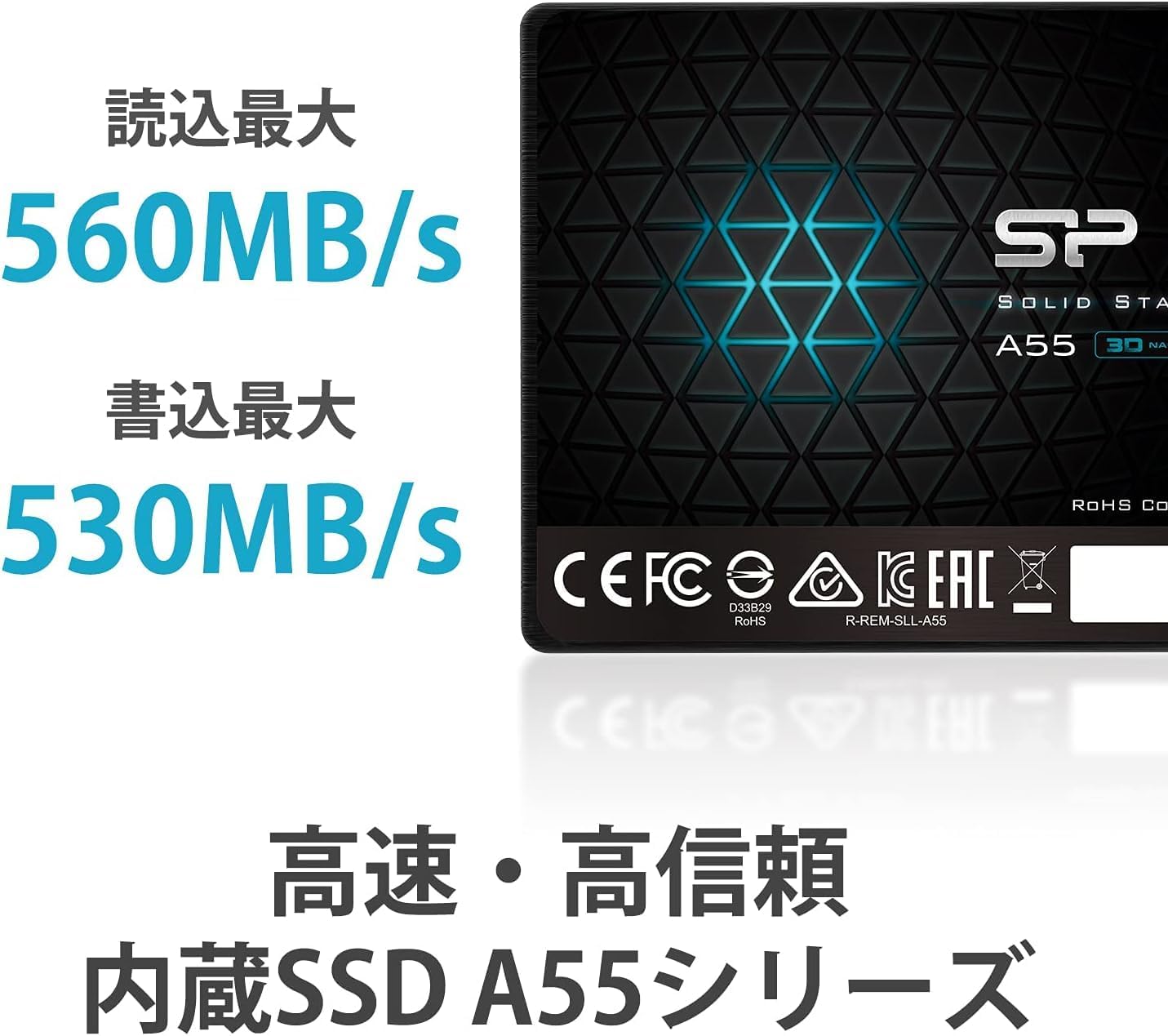 Silicon Power-512GB SSD 3D NAND A55 SLC Cache Performance Boost SATA III 2.5" 7mm (0.28") Internal Solid State Drive Black