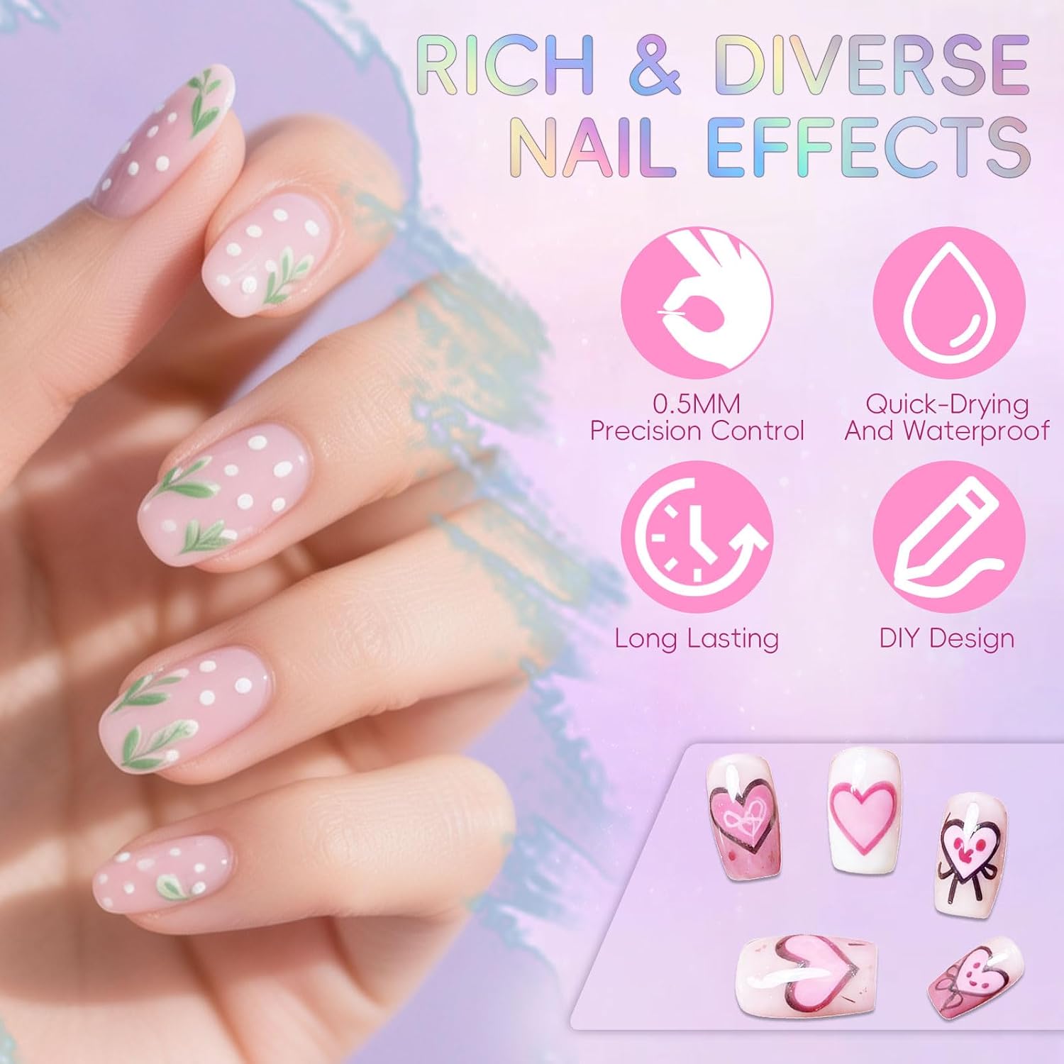 Nail Art Pens Set 12 Colors Nail Art Markers for DIY Painting Nails, Drawing, Dotting & Liner Designs, Nail Pens for Adults & Teens Nail Art, Home Salon Beauty Manicure Tools, 2026 New