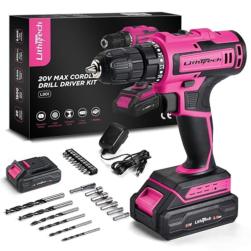 20V Pink Cordless Drill Set for Women - with 2.0Ah