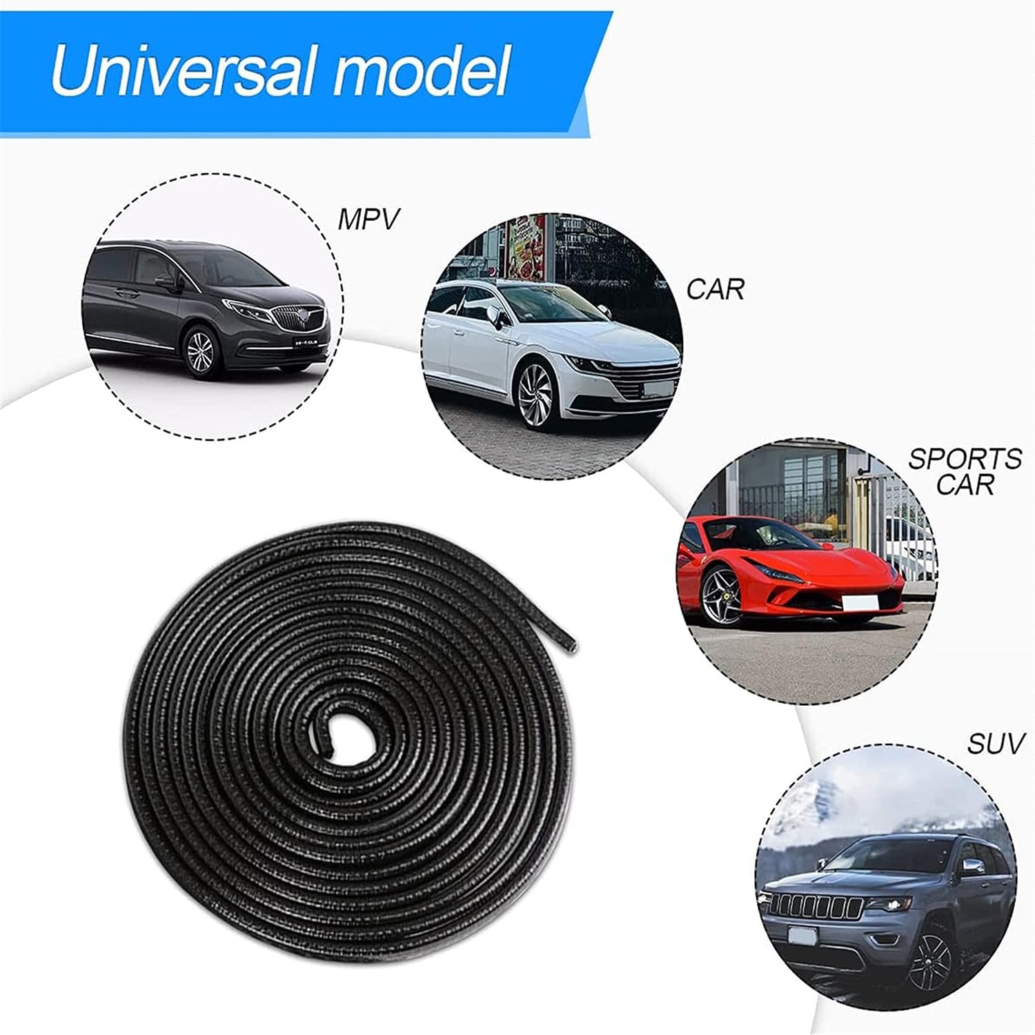 Car Door Edge Guards Strip U Shape Flexible Car Door Protector Rubber Anti-Collision Rubber Trim Seal Lining Protect from Chips,Scratches Fits for Most Universal Vehicle(Black 32Ft)