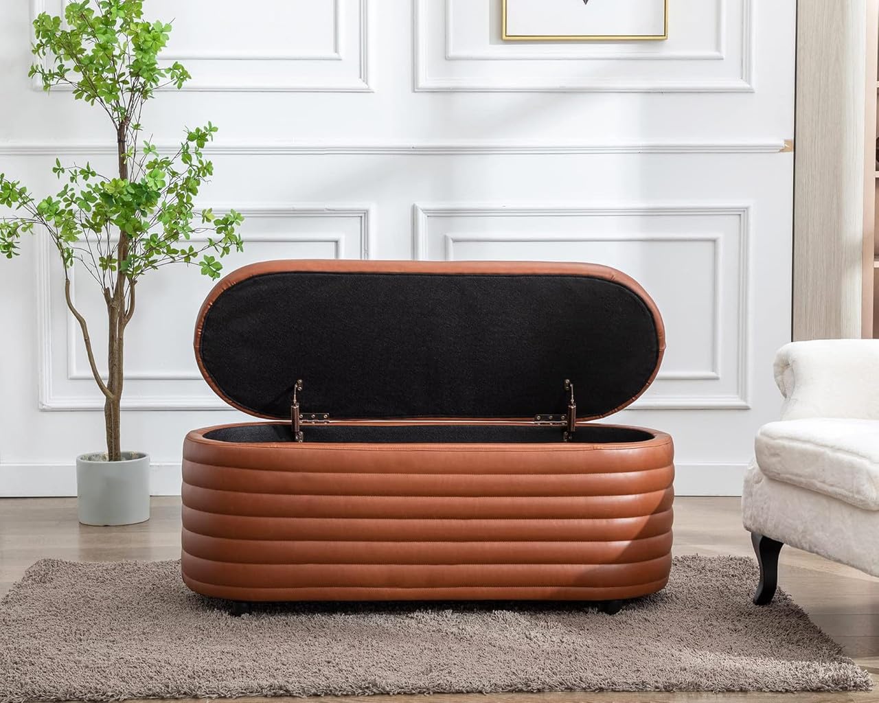Fabrique Melton Suede Fabric Fabric 2-Seater Ottoman Bench in Brown – Stylish Sofa Bench with Hidden Storage for Living Room & Bedroom | Comfortable Seating | 5-Year Warranty 2
