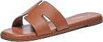 Rihero Women's Dressy Flat Sandals Comfortable Slip On Leather Slide Sandals