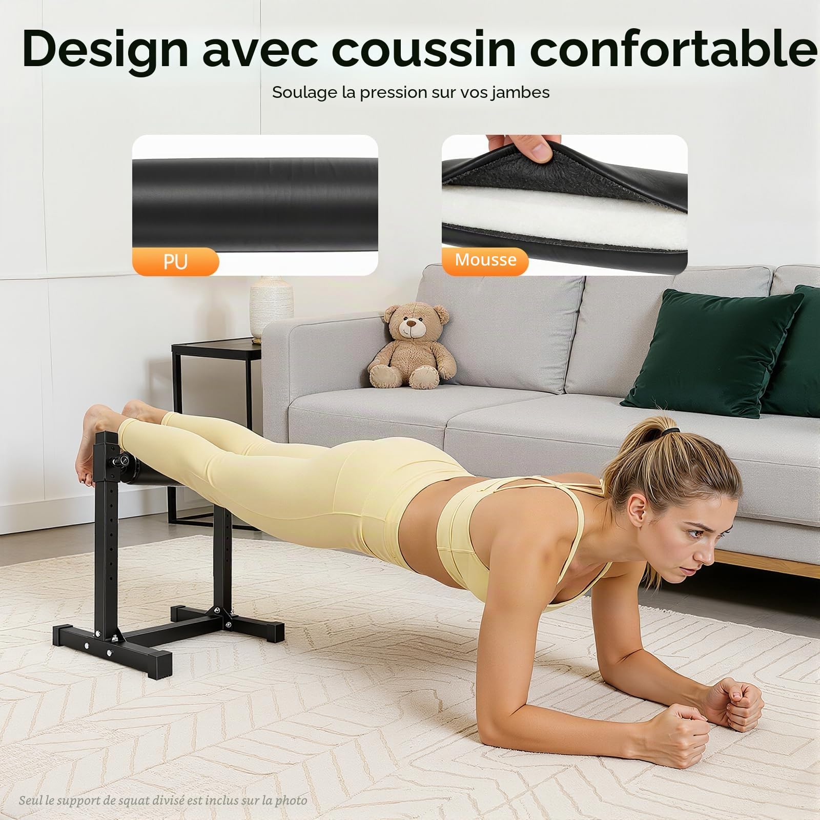 Support bulgare pour squat, squat avec 9 hauteurs de rouleau réglables, machine spéciale pour squat, squat, pour les squats et les fentes