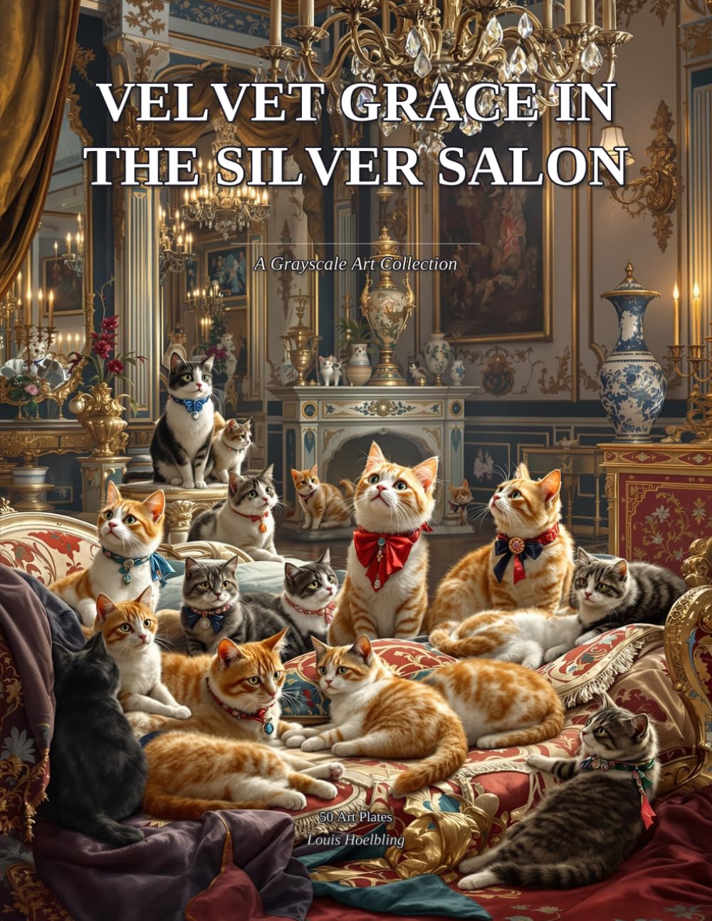 Velvet Grace in the Silver Salon (Feline Grandeur: cat grayscale fine art book collection)