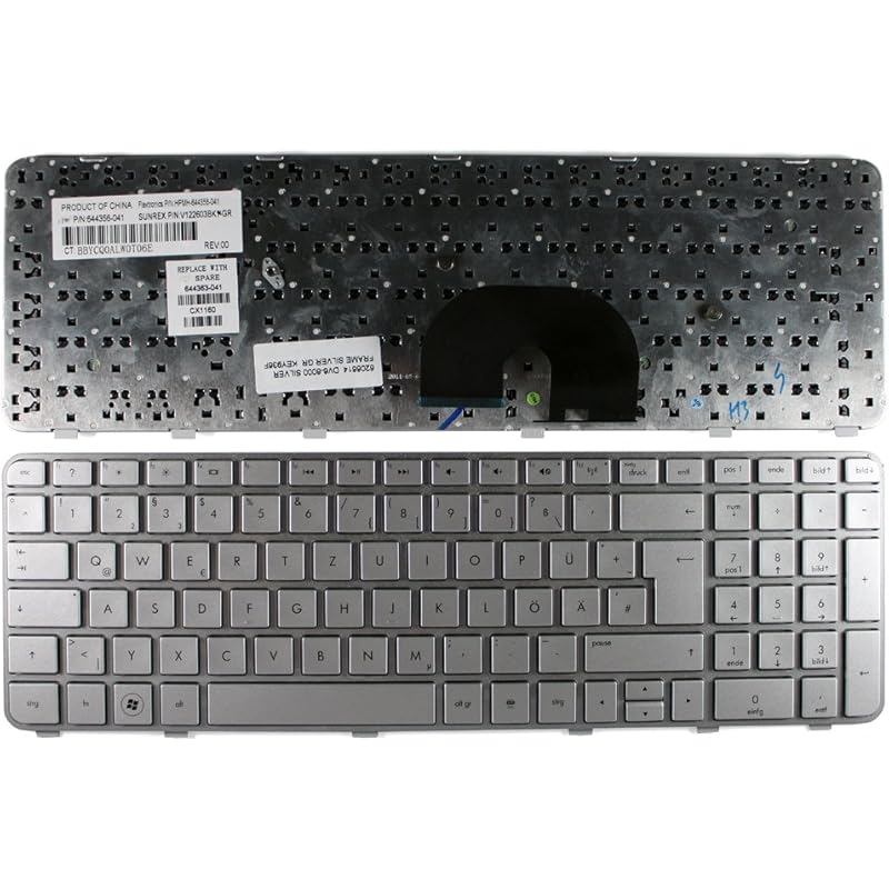 Keyboards4Laptops German Layout Silver Frame Silver
