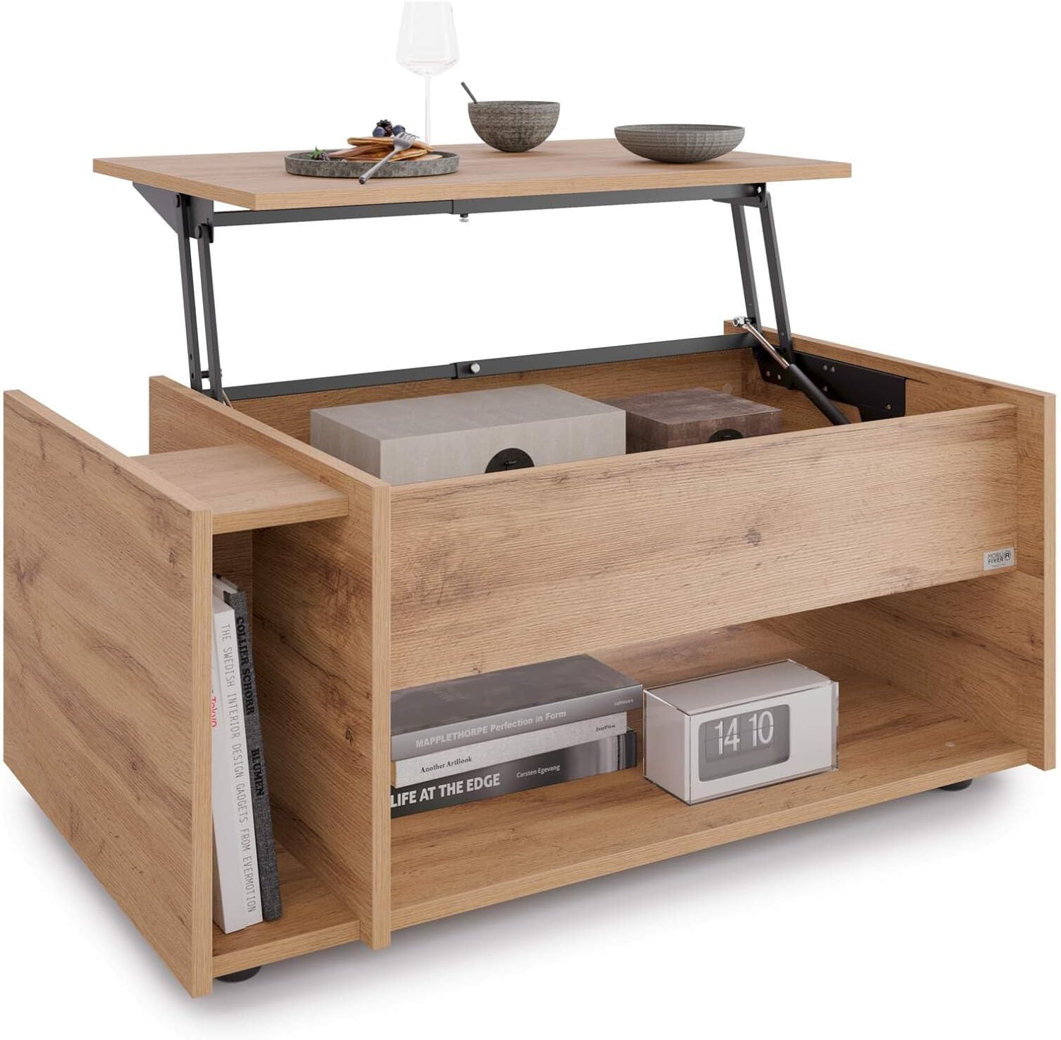 Mobili Fiver, Romina Lift-up Coffee Table, Rustic Oak, Made in Italy