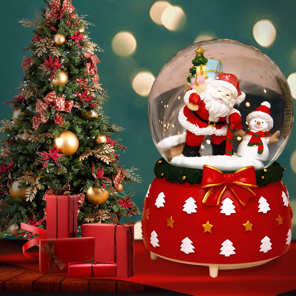 Lanterna di Natale che fila scintillio acqua neve Globe Lanterne Santa Scena Acqua Globe (Rosso)