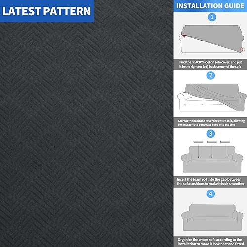 Miniatura 28 de MAXIJIN Funda súper elástica para sofá de 3 cojines, funda universal de 1 pieza para sofá de sala de estar, protector de muebles de elastano, apto