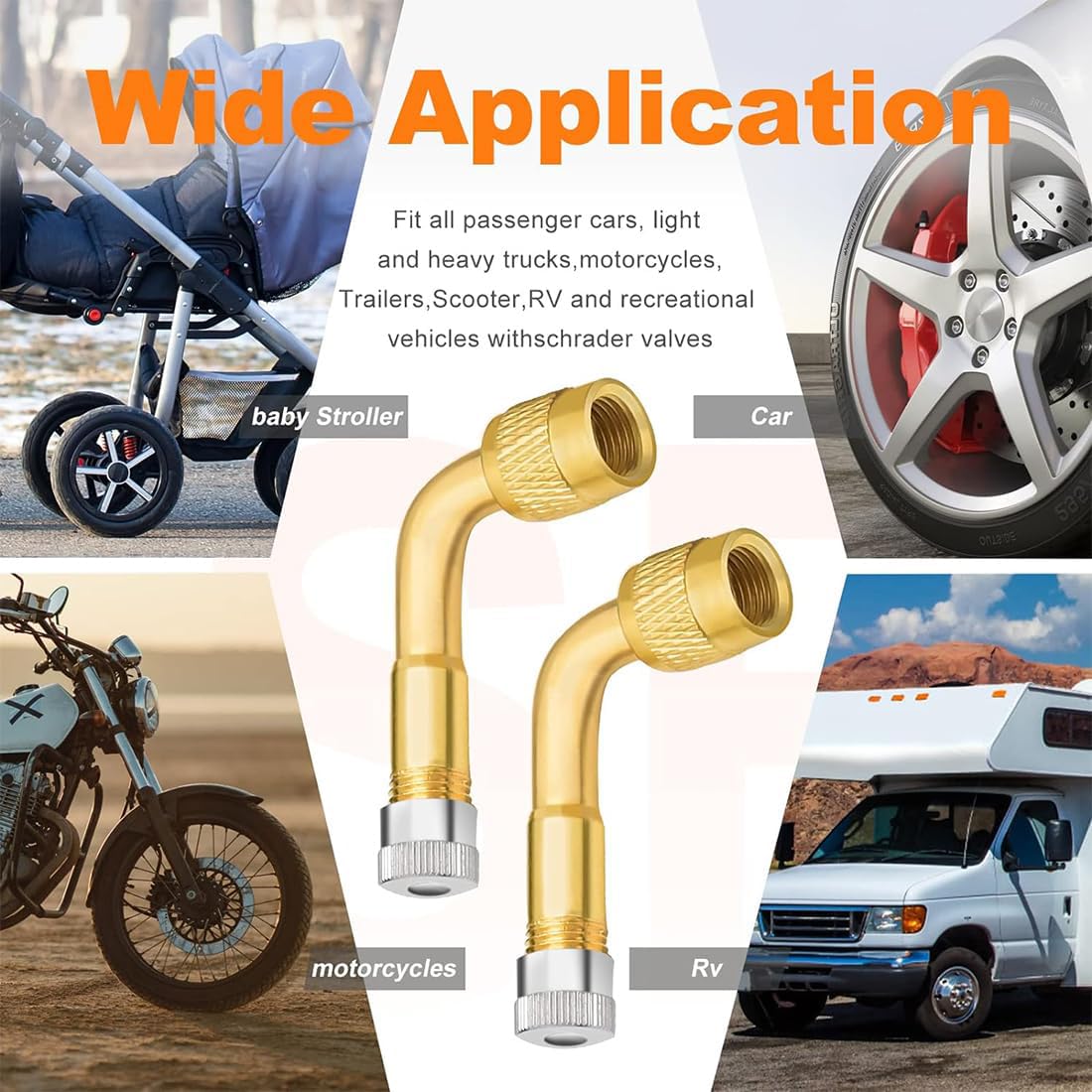 2 Pezzi Valvole di Estensione a 90 Gradi in Rame, Prolunga Valvola Pneumatici, Auto Valvola Pneumatico Estensione Valvola ad Angolo, per Auto, Moto, Bici, Scooter