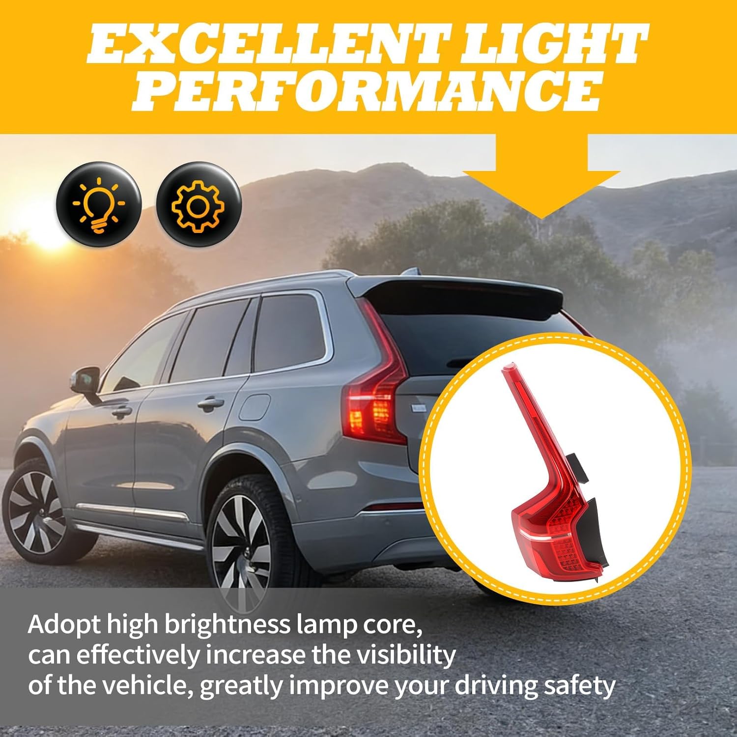 Driver Side Tail Light Assembly Compatible with 2016-2023 XC90 Rear Brake Lamp Taillight VO2800106 31655919 (Left)