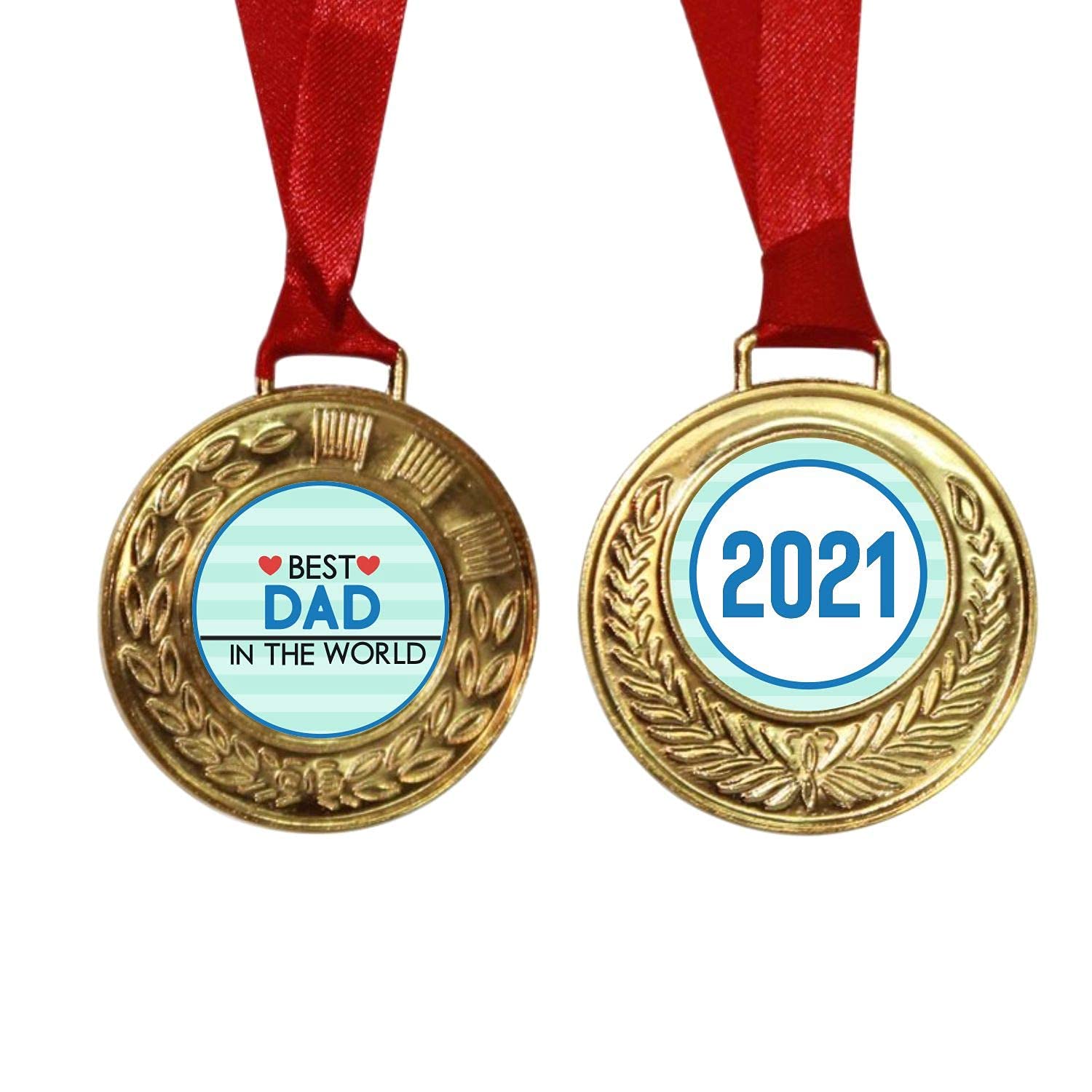 TheYaYaCafe 2.5x2.75 inches Golden Allow Award Medal Birthday Present - Best Dad in The World (B094G1CDW8) Amazon Price History, Amazon Price Tracker