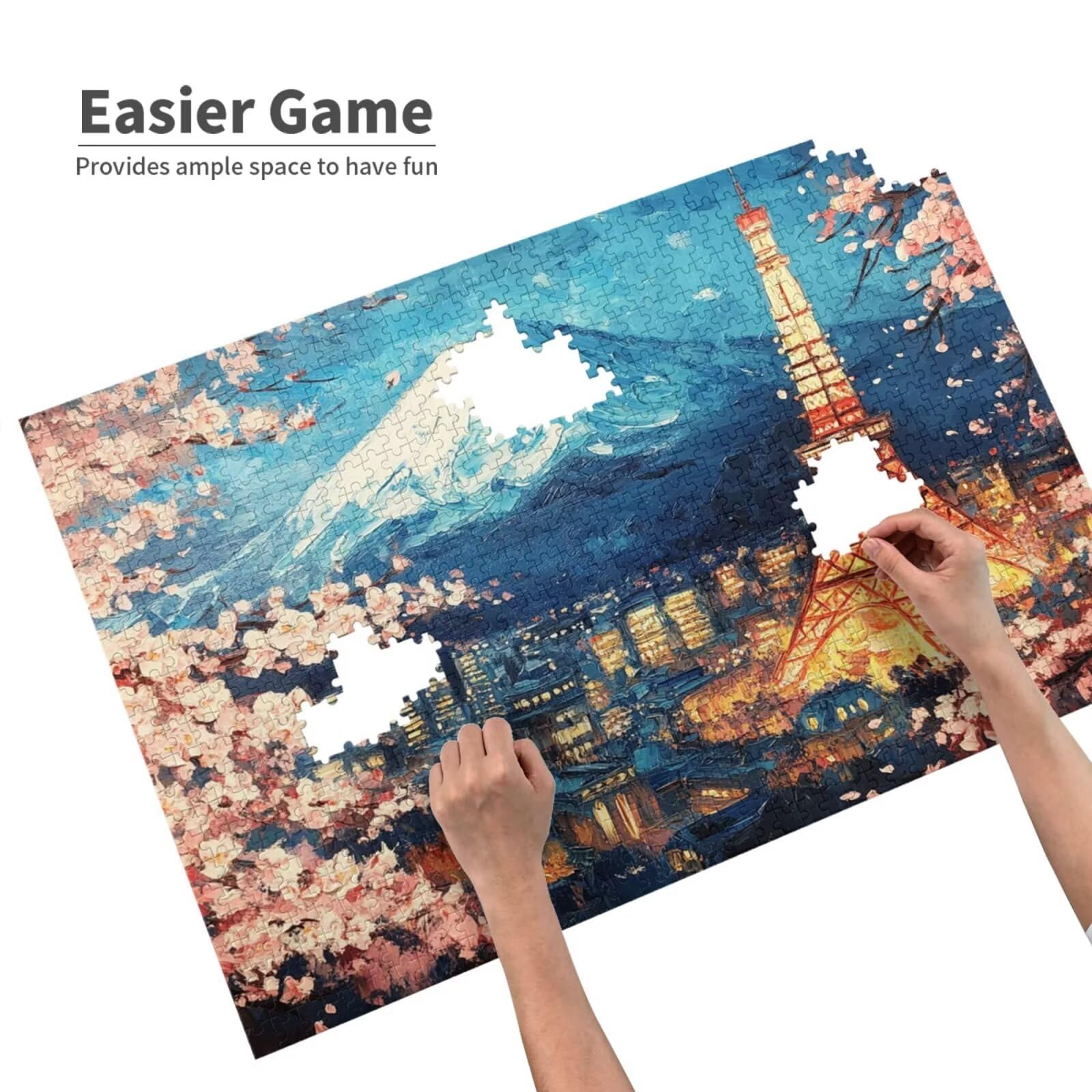 Japońskie puzzle z wieżą Tokio, duże, 1500 części, dla dorosłych, sprytne zagadki, gra zręcznościowa dla całej rodziny, kolorowe drewniane jigsawy z pudełkiem prezentowym, prezenty dla kobiet 87 x 57