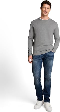 TOM TAILOR Men's Basic Knitted Jumper with Crew Neck