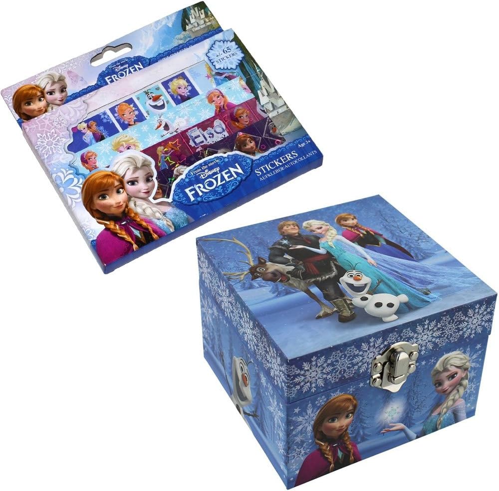 Girl"s Disney"Frozen" Anna & Elsa Themed Musical Jewellery Box + Sticker Set