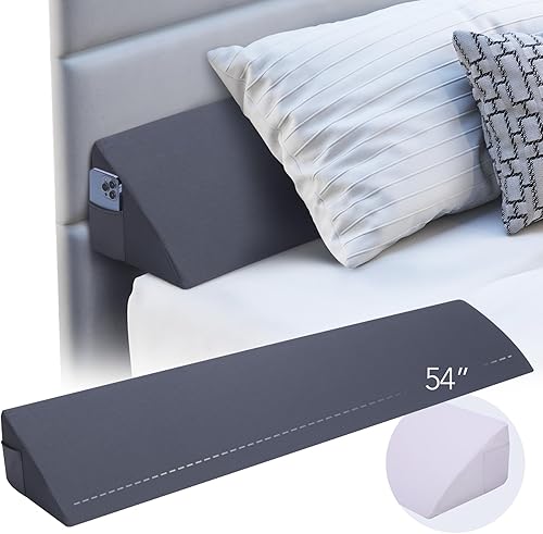 KKdema Almohada de cuña de cama de tamaño matrimonial (54 x 10 x 6 pulgadas), cuña de almohada de cabecero, cuña de colchón, relleno de espacio para