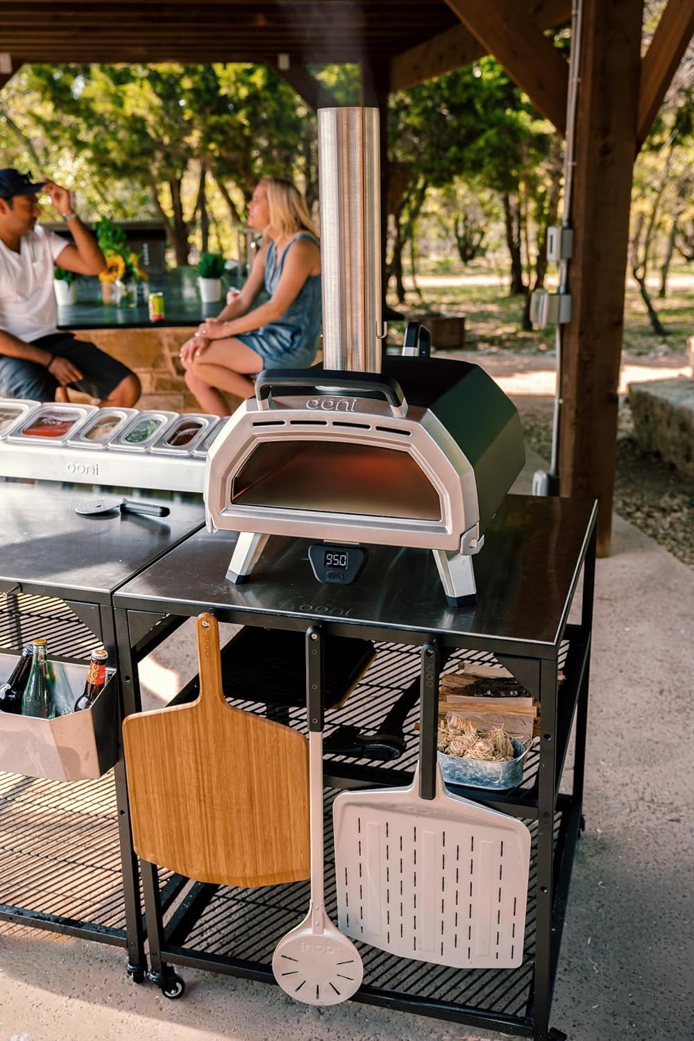ooni Grande table modulaire d'extérieur – Chariot de four à pizza de 31 x 31 x 35 cm, en acier inoxydable pour grill et barbecue, table d'extérieur