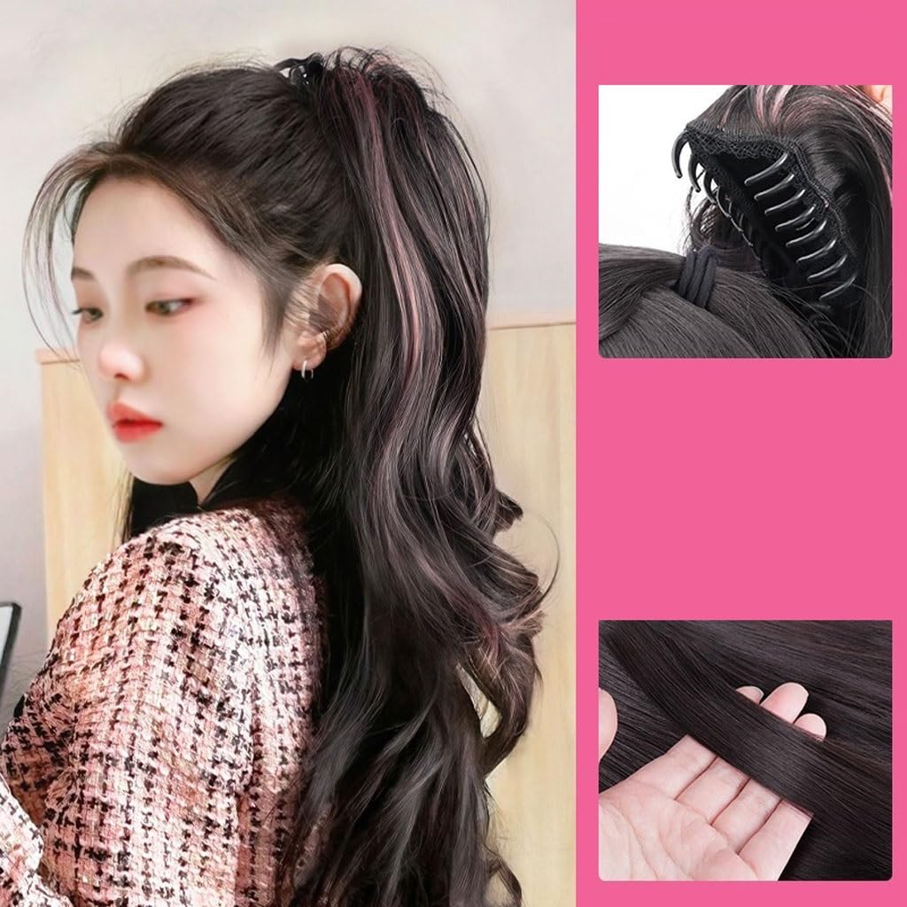 GSOUL Hair Bun Pieces for Women Synthetic Hair Bun Wig Female Long Dyed Color Ponytail Braid Sweet Cool Claw Clip Style High