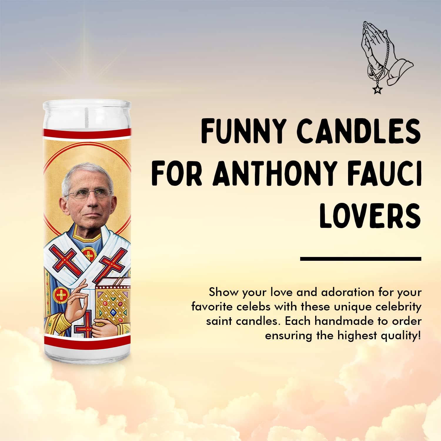 Doctor Fauci Celebrity Glass Jar Candle – Unscented Handmade Soy Wax Votive Candle – Unique Gift for Doctors, Nurses & Healthcare Workers – Home Decor Collectible for Living Room & Office – 8 Inch