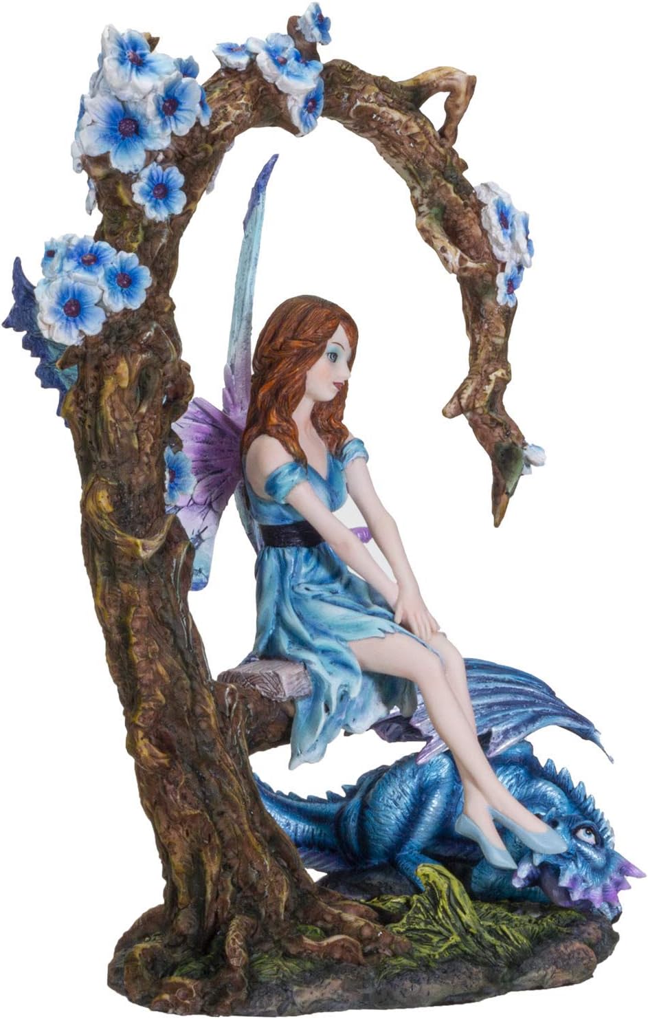 Pacific Giftware FairyTate Fantasy Fairy on The Swing with Dragon Decorative Resin Collectible Figurine Statue