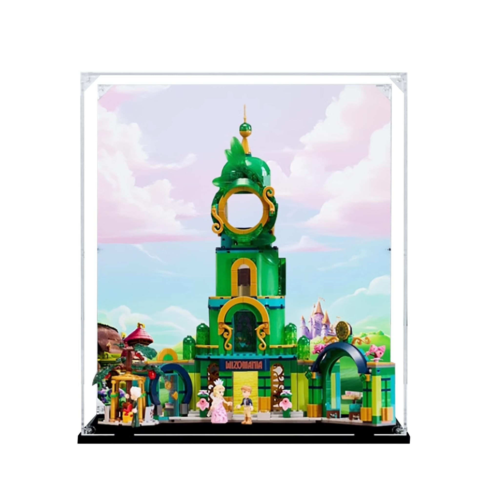 Acrylic Display Case for Lego 75684 Welcome to The Emerald City, 3mm Dustproof Display Box, Display Case Compatible with Lego 75684(Model Not Included) (Snap Button 3MM Black)