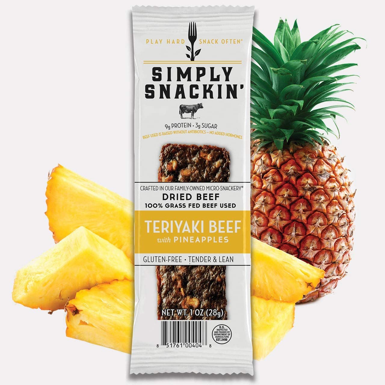 Simply Snackin' - Dried Grass Fed Beef Snacks, High Protein, Low Calorie, Low Sugar, Low Carb, Low Fat, Gluten Free, 20 Serving Pack (Signature Beef Bold Original)