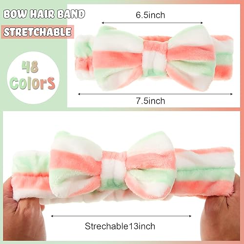 Miniatura 2 de 48 bandas para el cabello con lazo, diademas de maquillaje facial, diadema de spa para lavar la cara, forro polar coral, diadema para ducha, diadema