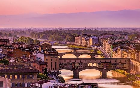 Amazon Co Jp イタリア フィレンツェ アルノ川 橋 家 夕暮れ キャンバスの 写真 ポスター 印刷 旅行 風景 景色 75cmx50cm ホーム キッチン