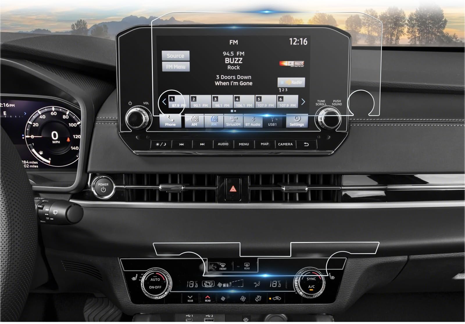 CDEFG 4Pcs Screen Protector for 2022-2025 Mitsubishi Outlander 9" Touchscreen & Air Conditioner, for Outlander (SE, Black Edition, SEL) Accessories 2022 2023 2024 2025 Nano Film