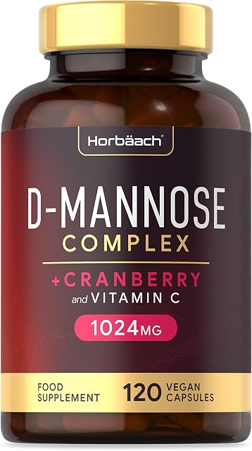 D-Mannose and Cranberry Capsules | 1024mg | Urinary Tract Infection (UTI) Relief | + Vitamin C | 120 Vegan Capsules | No Artificial Preservatives | by Horbaach