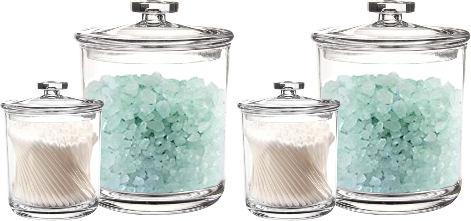 Youngever Clear Plastic Apothecary Jars (1 Set 30 Ounce)