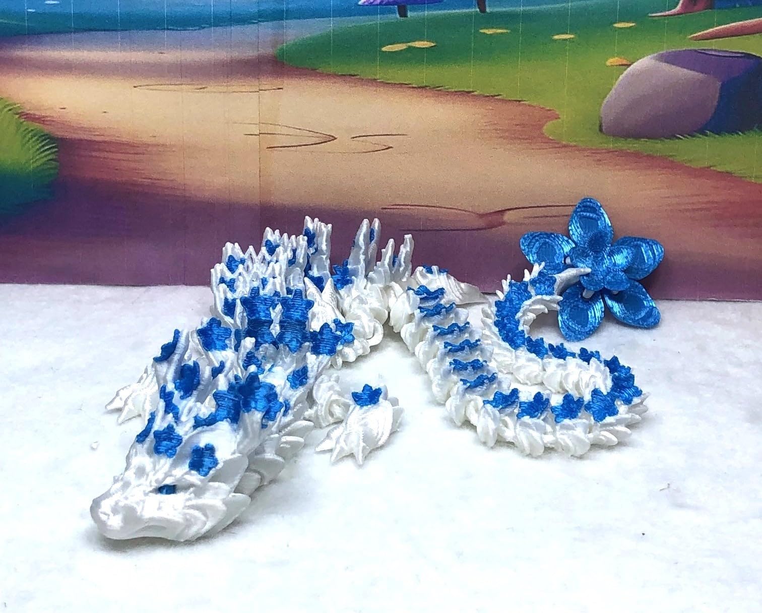 Amazon.com: 3D Printed Dragon, Articulated White and Blue Cherry