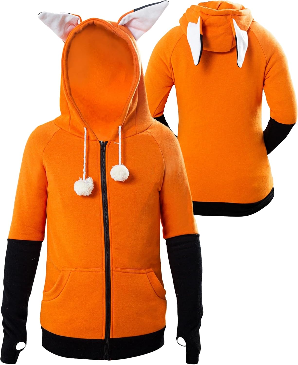 Coser Park Fox Hoodie Sweatshirt Costume with Ears Women Adult Animal Foxes Top Coat wth Pockets Outfit