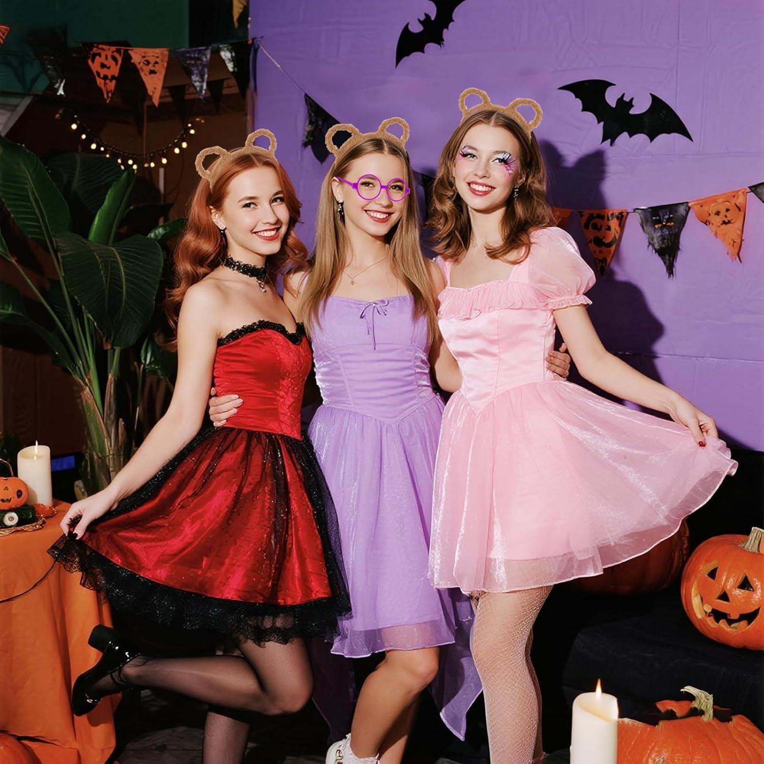 Yolyoo 3pcs Chipmunk Ears Headband Chipmunk Headband Accessory 1 Black Round Glasses Frame for Cosplay Animal Halloween Party - Image 5