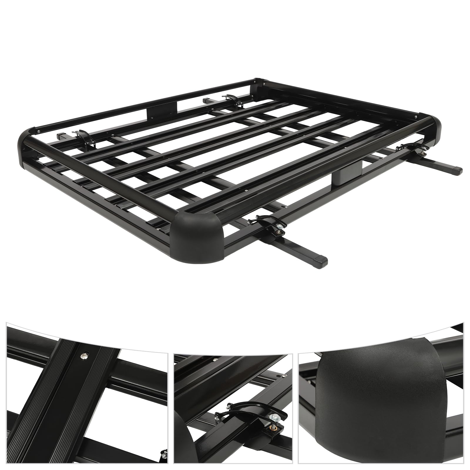 Baca universal para coche, aluminio, peso ligero, capacidad de carga de 150 kg, bajo ruido de viento, para SUV universal (160 x 100 cm)