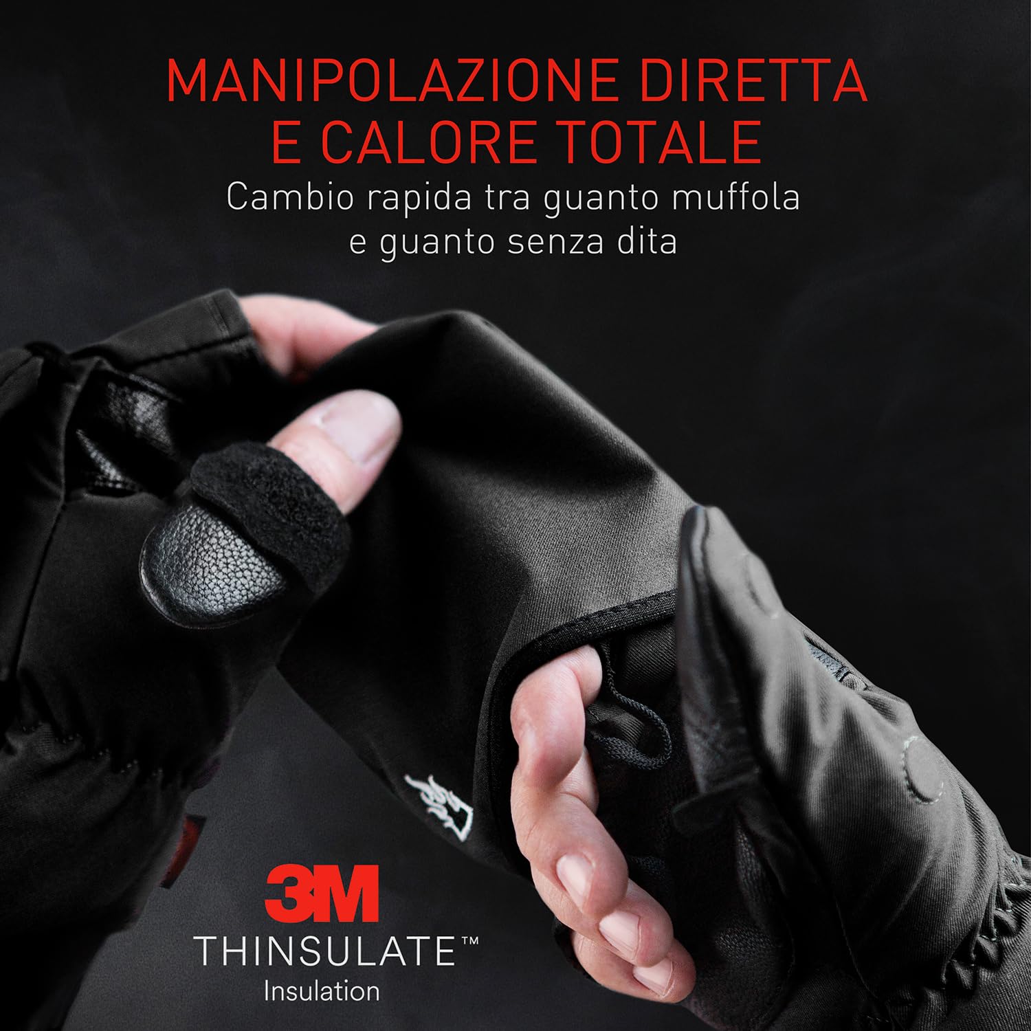 THE HEAT COMPANY - Heat 2 Softshell - guanto senza dita e muffola in uno - qualità premium - guanti invernali caldi e guanti da ciclismo - contro il freddo durante lo sport e il lavoro