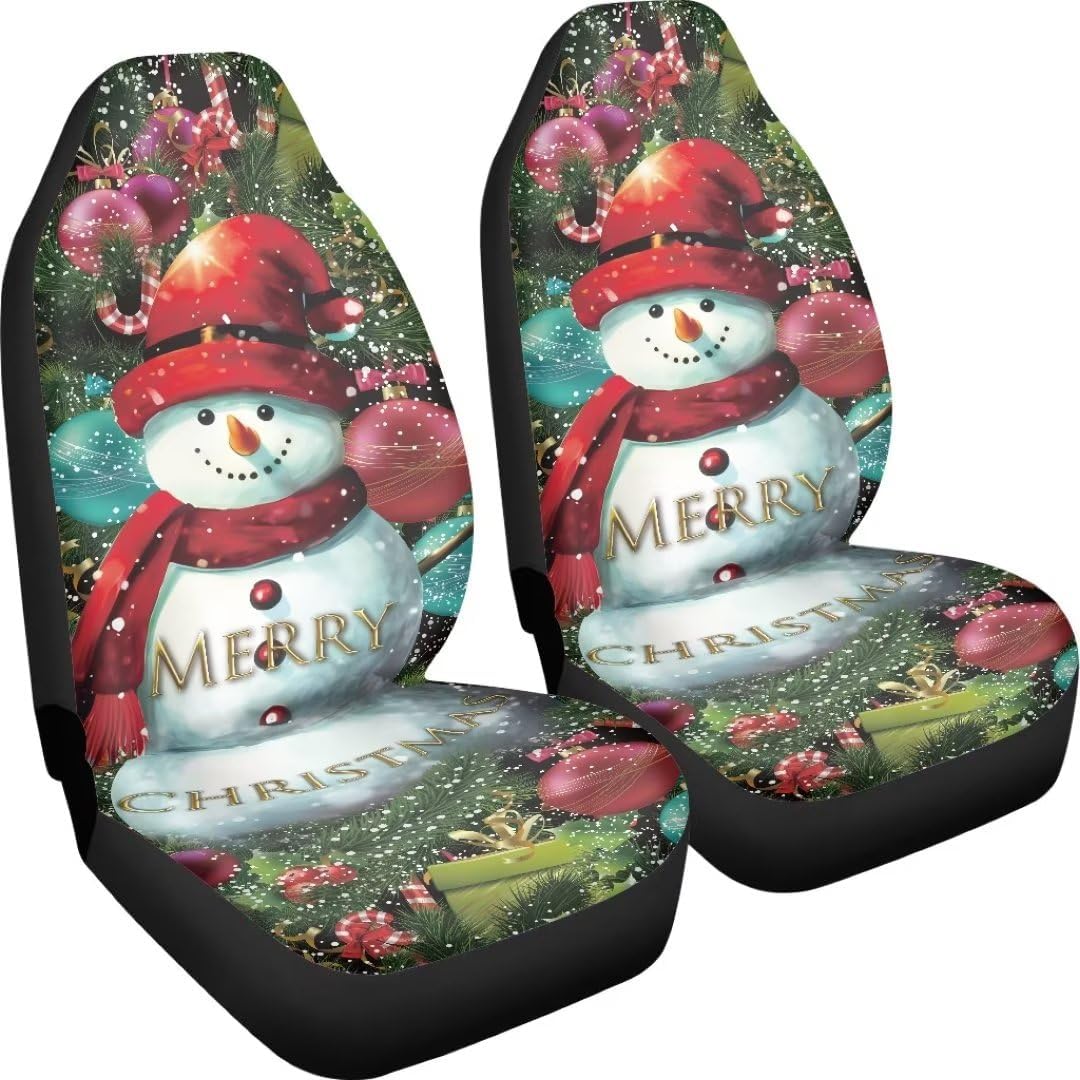 Horeset Christmas Snowman Car Seat Covers,Breathable Vehicle Front Seat Cover Accessories Interior Protector Universal Fit Most Cars