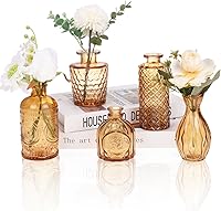 Vista 14 de Fixwal Juego de 5 jarrones pequeños, florero pequeño para flores, jarrón de vidrio para decoración del hogar, decoraciones de boda, jarrones