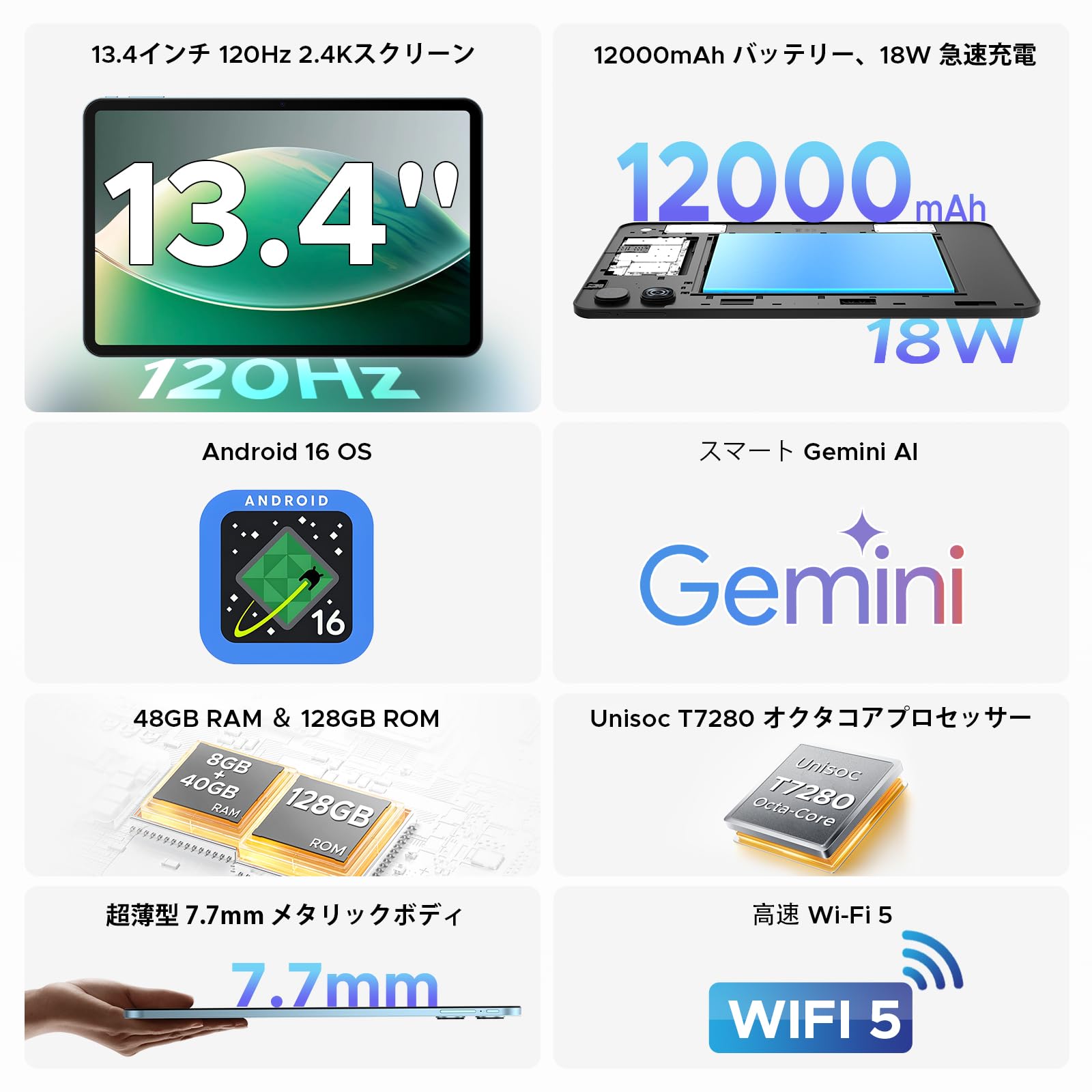 Amazon.co.jp: 【2026新登場 Android16 タブレット 13インチFHD+大画面