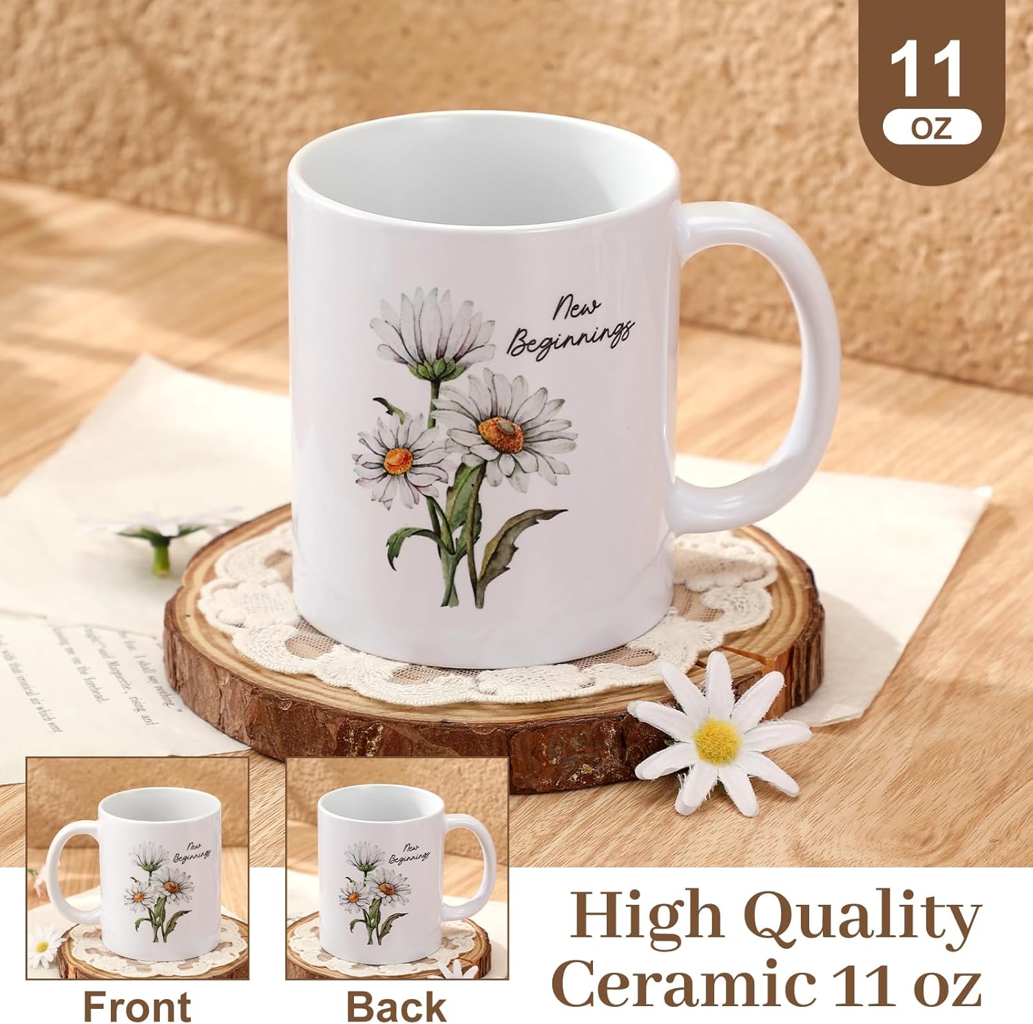 Didaey 8 Pcs New Beginnings Box Gifts for Women Farewell Gifts For Coworkers New Job Going Away Daisy Mug Keychain Candle Eye Mask Scrunchie Cards Good Luck Basket for Employee Friends Mom Sister