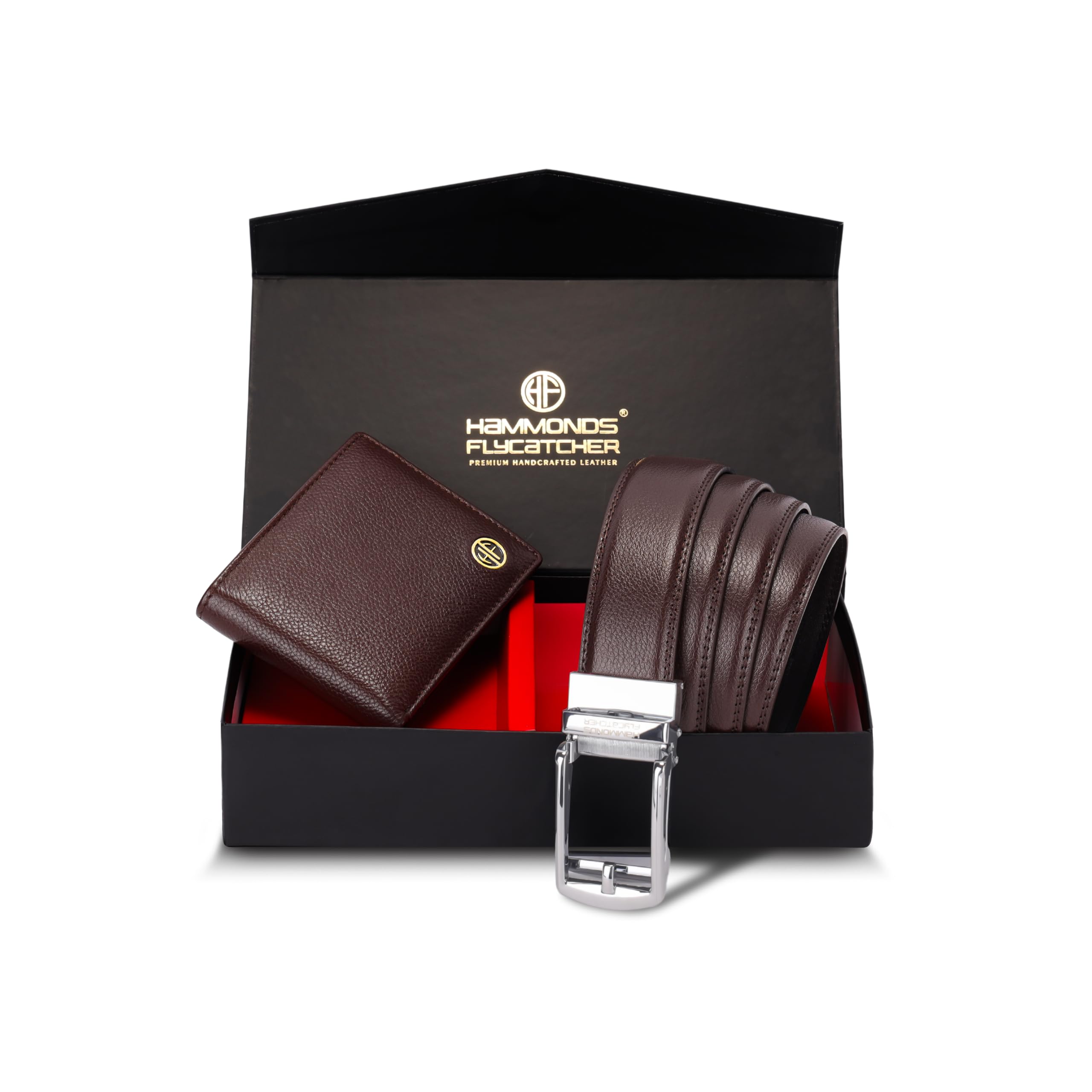 HAMMONDS FLYCATCHER Gift for Men Combo - Genuine Leather Wallet and Belt Combo Box - Leather Belt- Birthday Special & Unique Gift Ideas for Husband, Boyfriend, Teachers, Father - Breen Brown