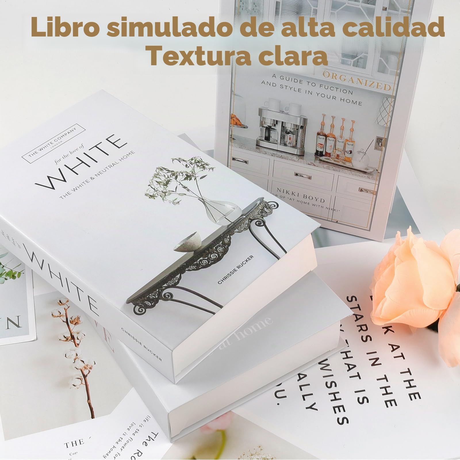 Juego de 3 Libros Decorativos Plegables, Libros Falsos para Decoración de Interiores Modernos, Decorativos para Hogar, Estanterías, Mesa de Café, Estantes, Oficina