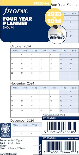 Filofax Personal Four Year Vertical Planner 2023-2026