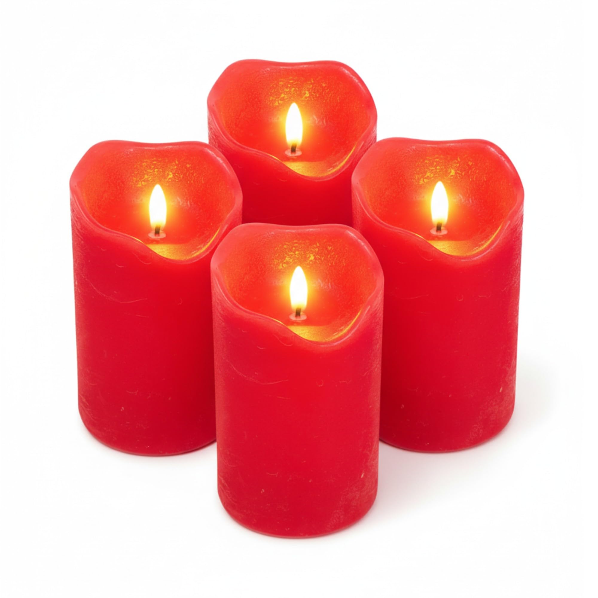 ToCi Bougies LED Rouges 7 X 10 Cm - Lot De 4 Avec Mèche