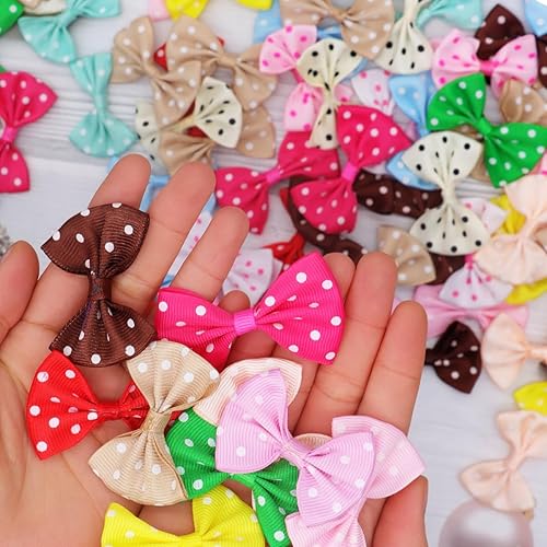 Miniatura 4 de 100 cintas de grogrén para manualidades, mini lazos para manualidades, decoración de corbatines para el cabello para niños, accesorios de lazos para