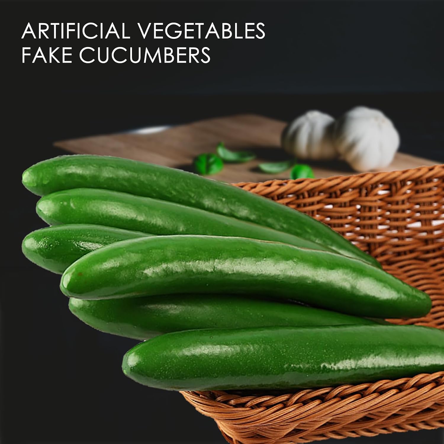 3 Pcs Artificial Fake Vegetables Cucumbers Decor - Faux Lifelike Simulation Plastic Cucumber for Home House Kitchen Party Decoration - Artificial Vegetable Fake Cucumbers
